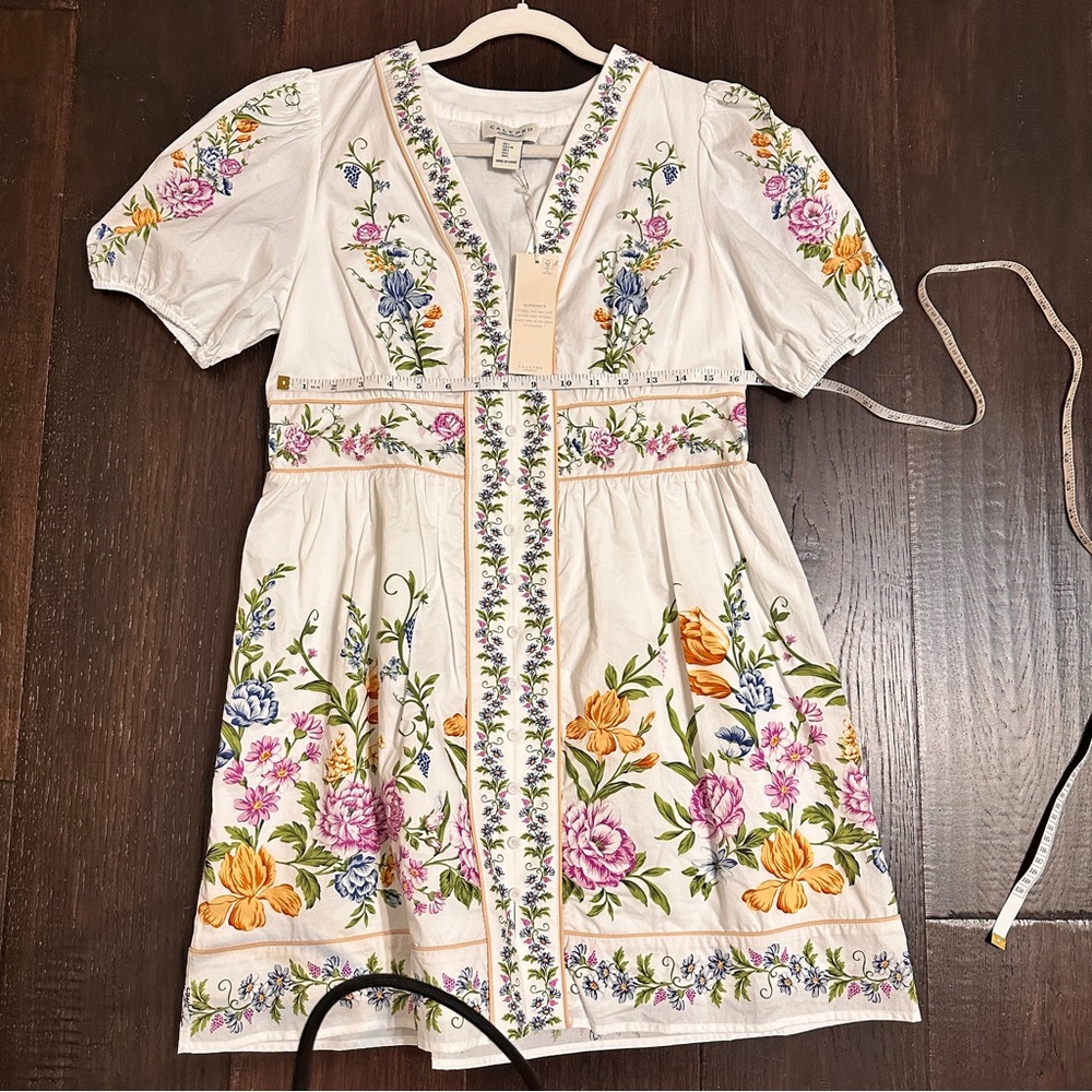 NWOT White Beach Dress with bright florals SZ Large/ Button down/ Vacation - Picture 12 of 12